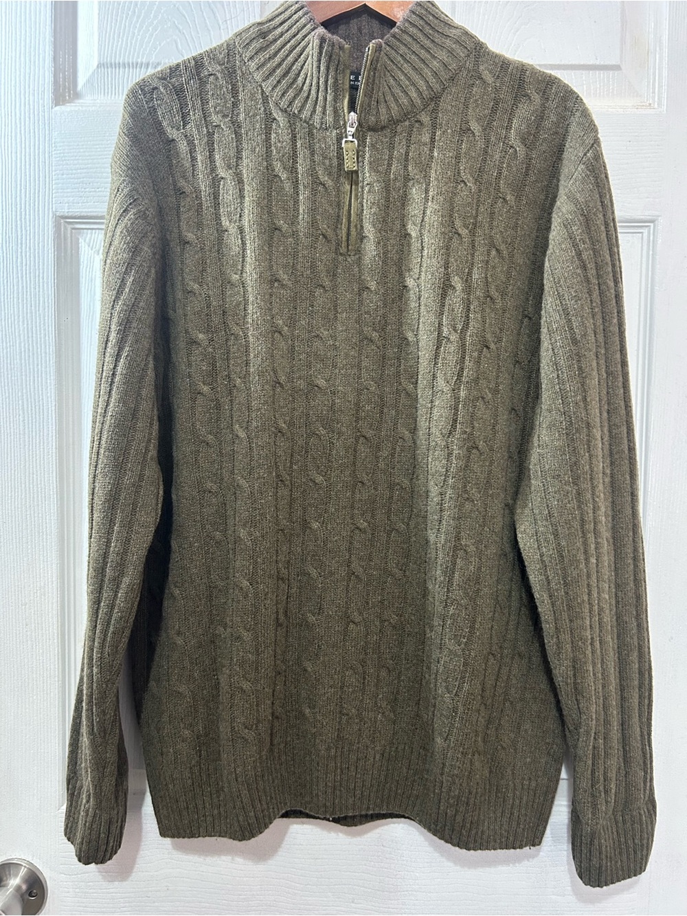 Daniele Blasi Men’s Cable Knit Quarter Zip Sweater Olive Green XL Italy